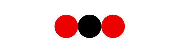 A carbon dioxide molecule drawn according to Dalton’s atomic model